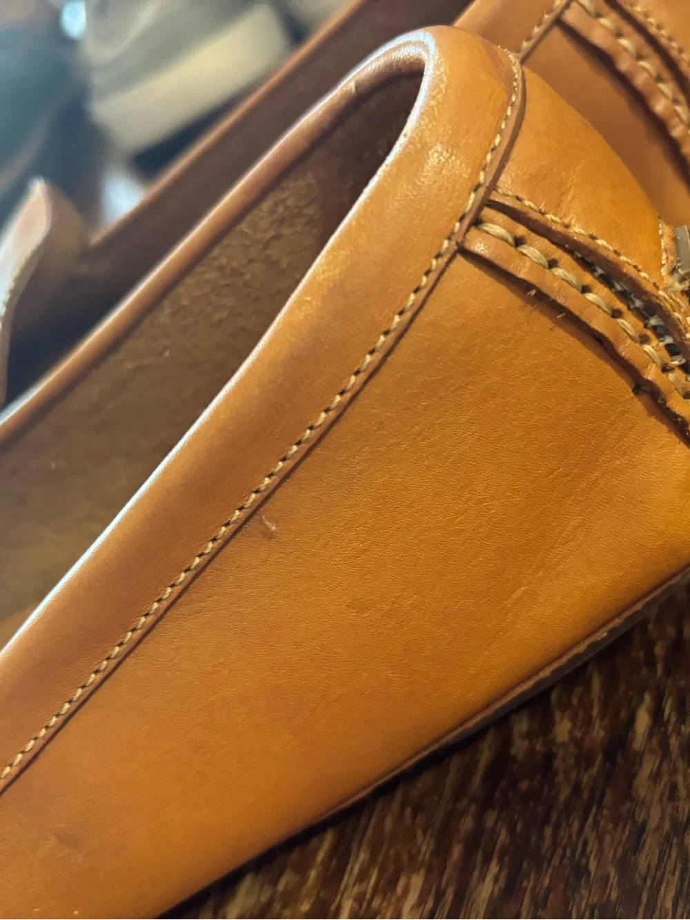 Polo by Ralph Lauren Men’s Cognac Leather Slip-On Loafers
